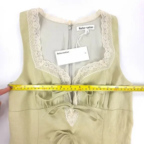 NWT Reformation Reia Linen Dress Dried Herbs Green 90s Soft Girl Lolita  Coquette - www.threedaughtersproperties.com